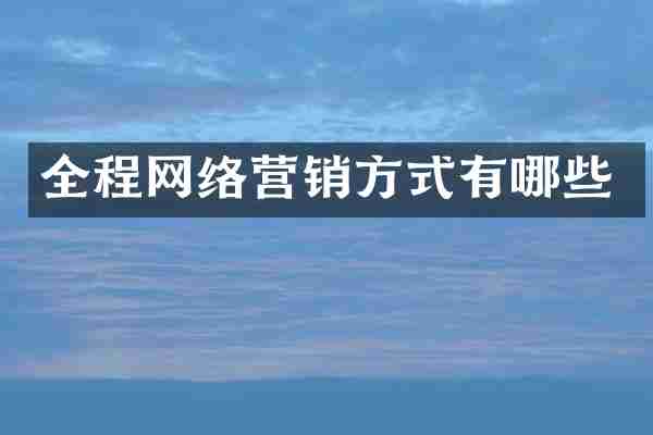全程网络营销方式有哪些