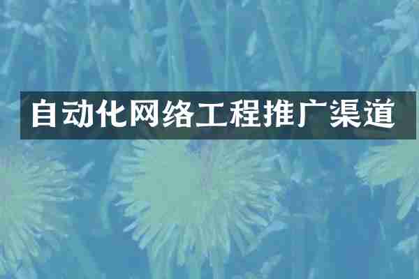 自动化网络工程推广渠道