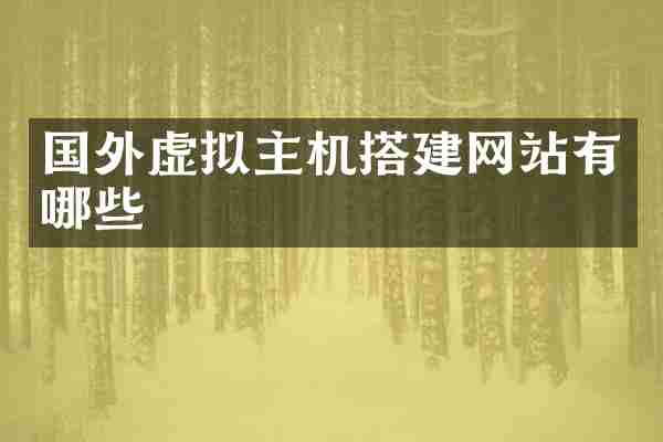 国外虚拟主机搭建网站有哪些