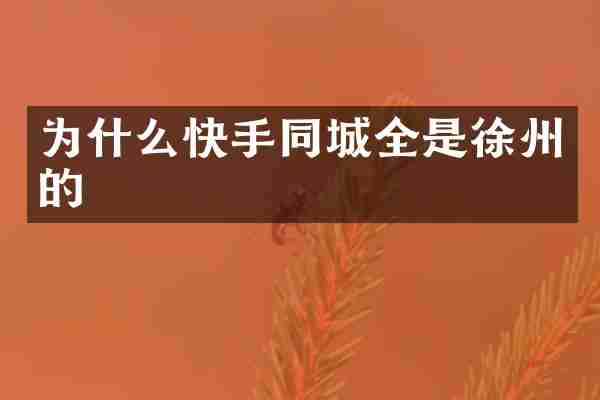 为什么快手同城全是徐州的