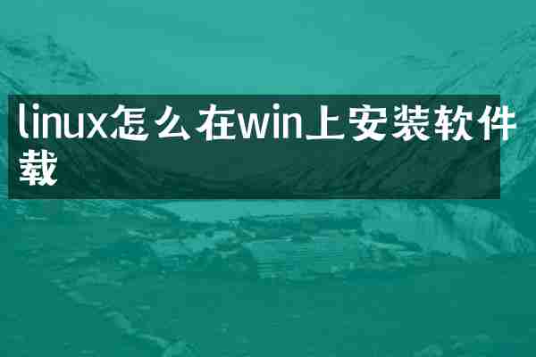 linux怎么在win上安装软件下载