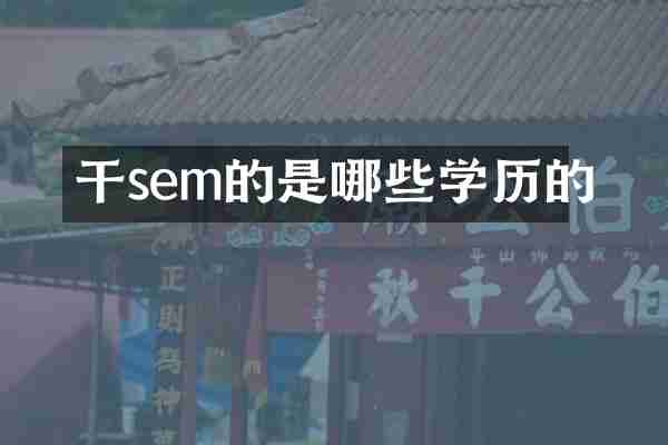 干sem的是哪些学历的