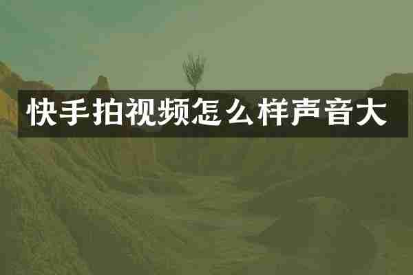 快手拍视频怎么样声音大