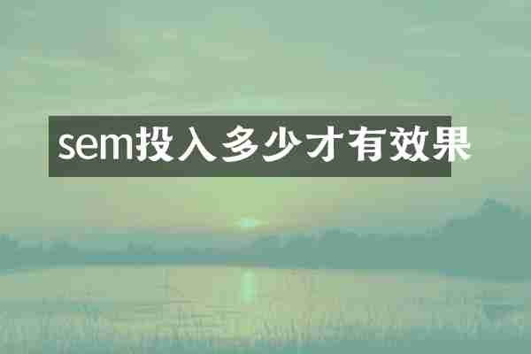 sem投入多少才有效果