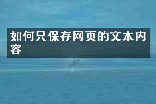 如何只保存网页的文本内容