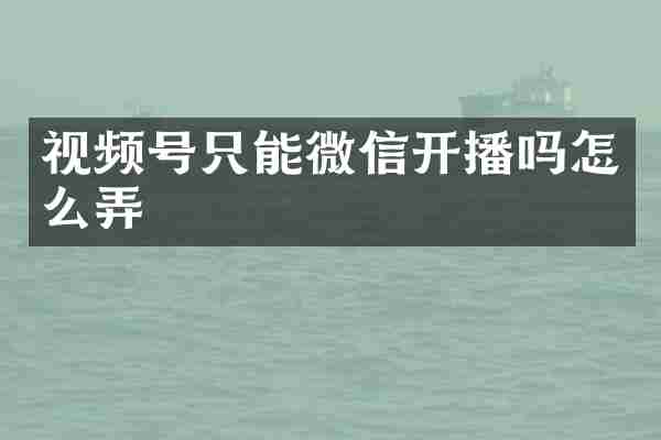 视频号只能微信开播吗怎么弄