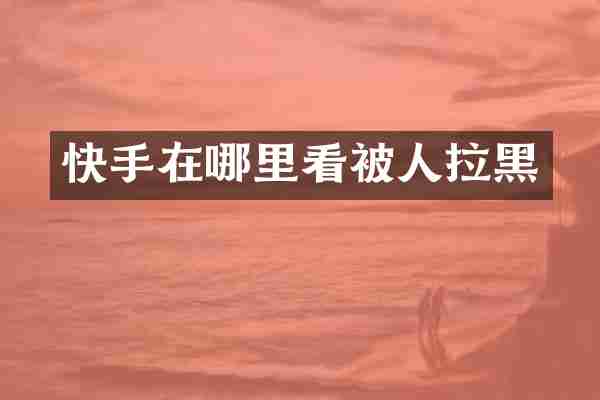 快手在哪里看被人拉黑