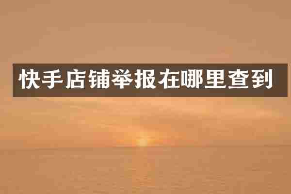 快手店铺举报在哪里查到