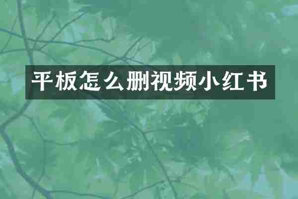 平板怎么删视频小红书