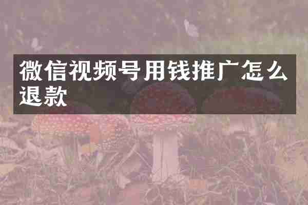 微信视频号用钱推广怎么退款