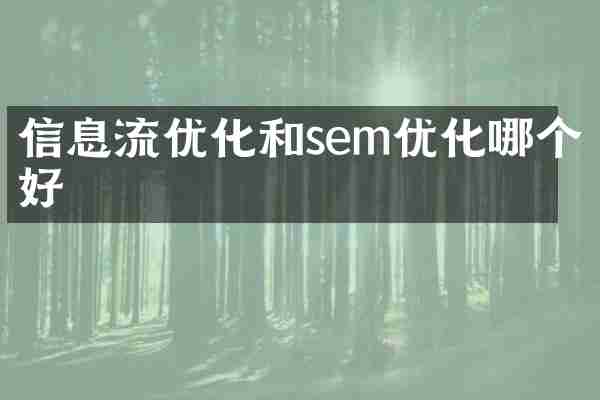 信息流优化和sem优化哪个好