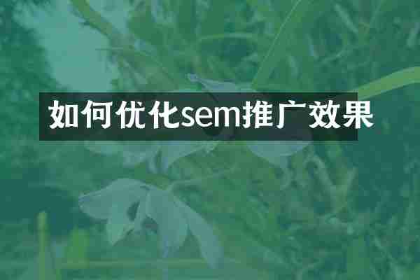 如何优化sem推广效果
