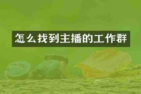 怎么找到主播的工作群
