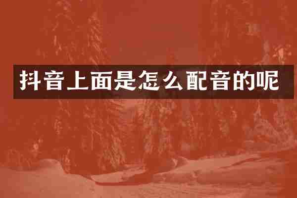 抖音上面是怎么配音的呢