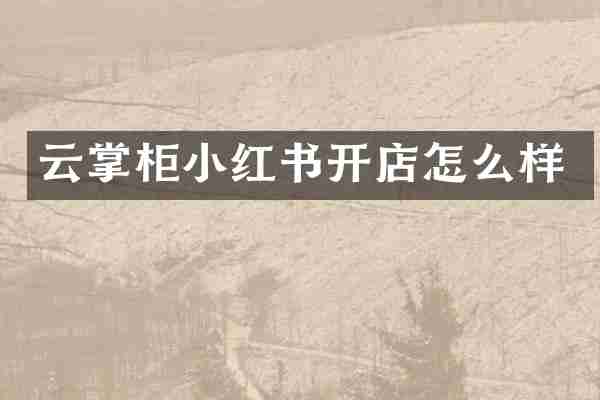 云掌柜小红书开店怎么样