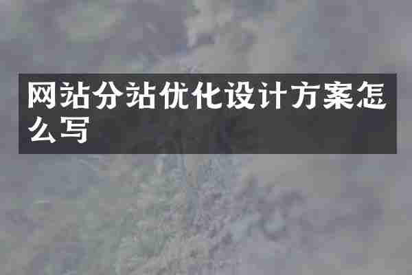 网站分站优化设计方案怎么写