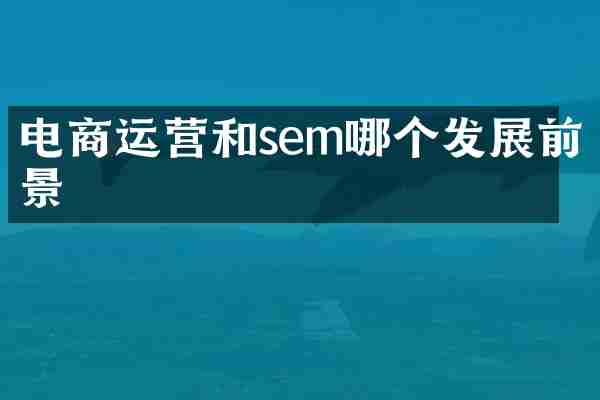 电商运营和sem哪个发展前景