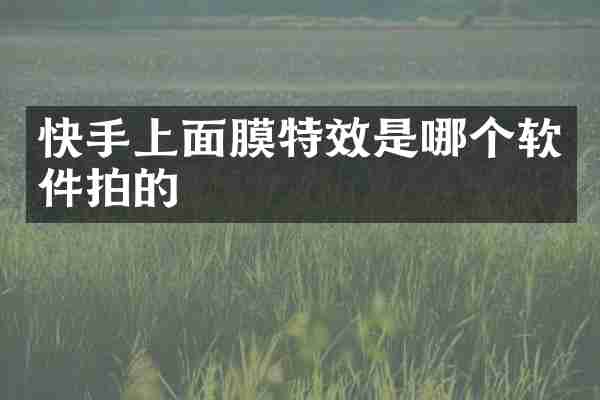 快手上面膜特效是哪个软件拍的