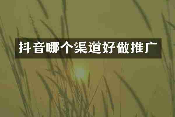 抖音哪个渠道好做推广