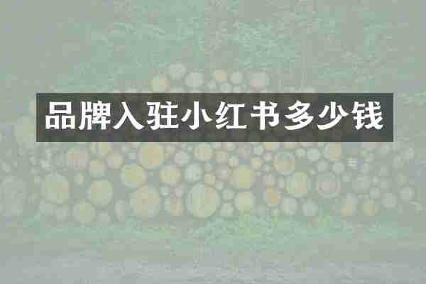 品牌入驻小红书多少钱