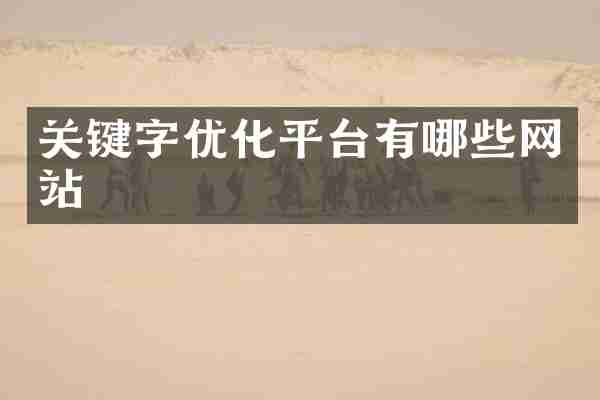 关键字优化平台有哪些网站