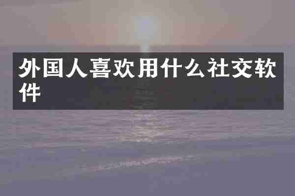 外国人喜欢用什么社交软件
