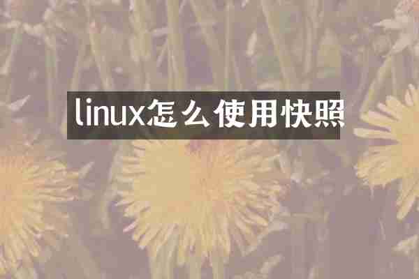 linux怎么使用快照