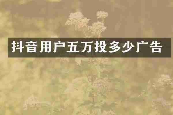 抖音用户五万投多少广告