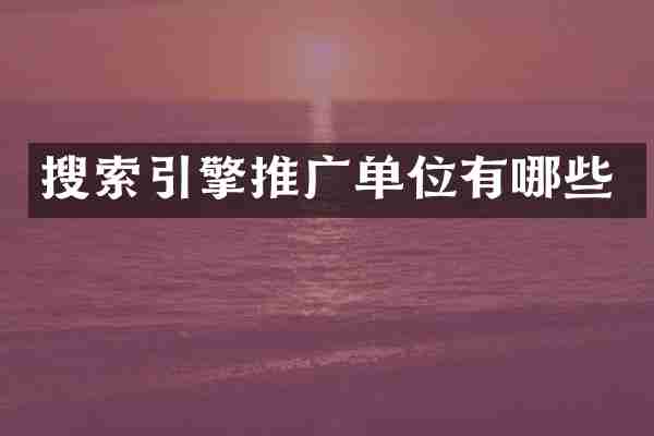 搜索引擎推广单位有哪些