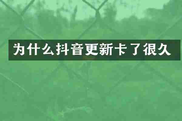 为什么抖音更新卡了很久