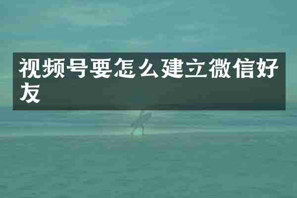 视频号要怎么建立微信好友
