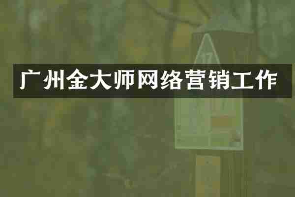 广州金大师网络营销工作