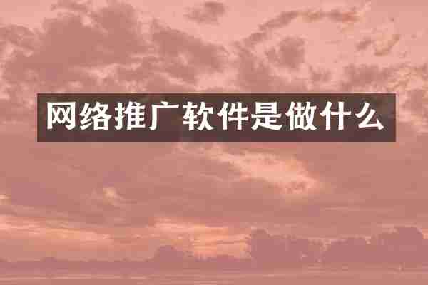 网络推广软件是做什么