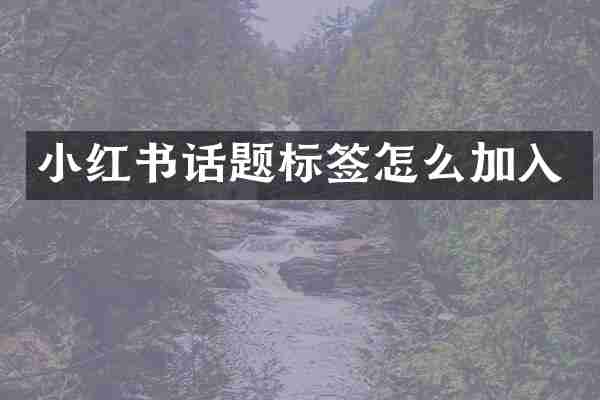 小红书话题标签怎么加入