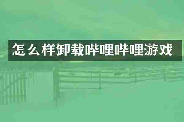 怎么样卸载哔哩哔哩游戏
