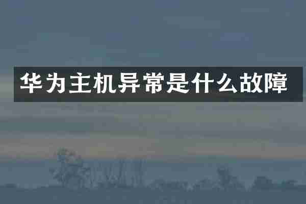 华为主机异常是什么故障