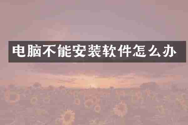 电脑不能安装软件怎么办