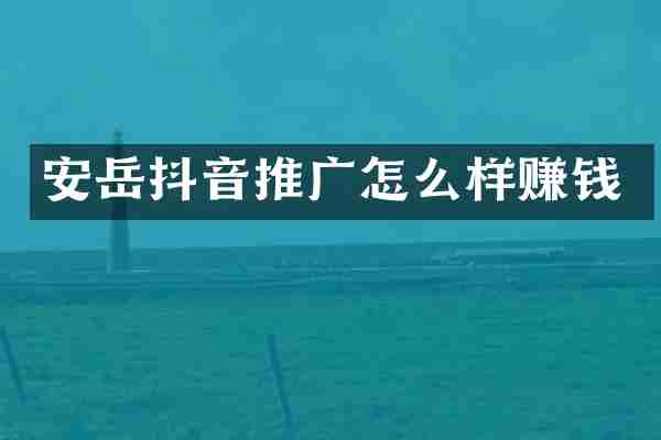 安岳抖音推广怎么样赚钱