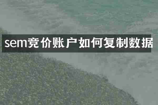 sem竞价账户如何复制数据