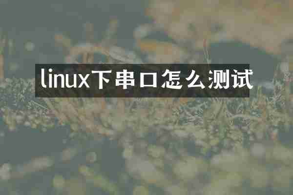 linux下串口怎么测试