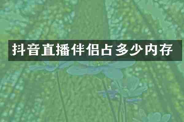 抖音直播伴侣占多少内存