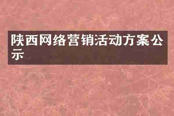 陕西网络营销活动方案公示