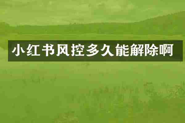 小红书风控多久能解除啊