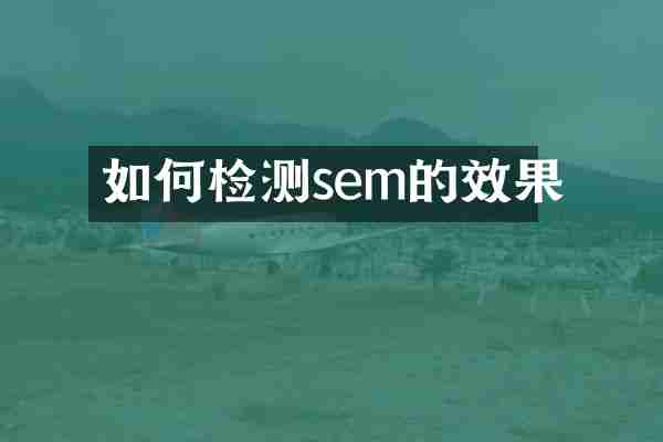 如何检测sem的效果