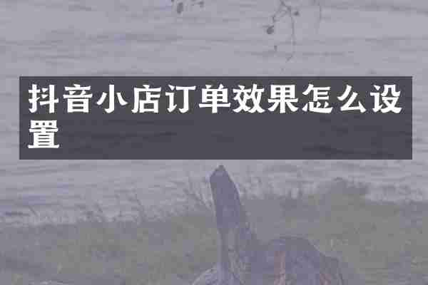 抖音小店订单效果怎么设置