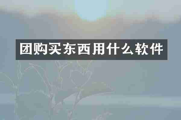 团购买东西用什么软件