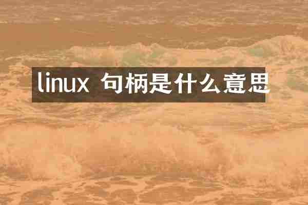 linux 句柄是什么意思