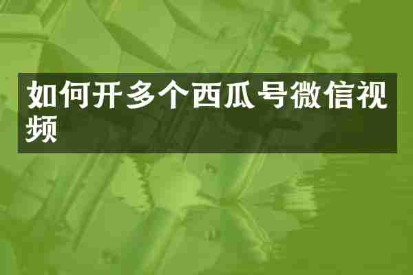 如何开多个西瓜号微信视频