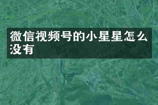 微信视频号的小星星怎么没有