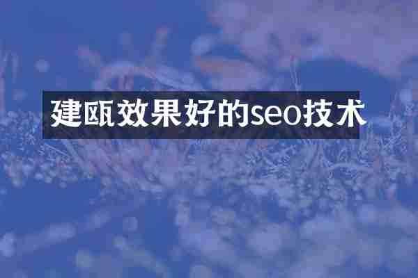 建瓯效果好的seo技术